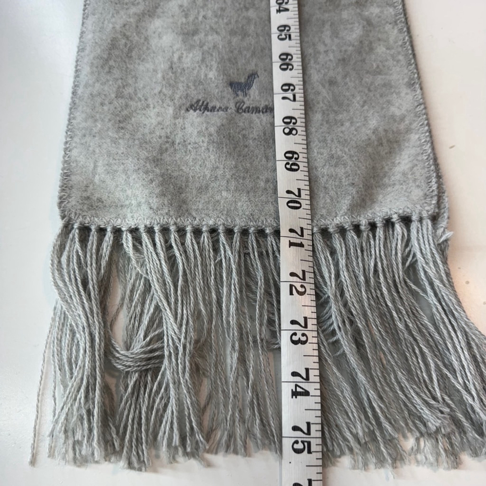 Alpaca Camargo Fringe Neck Peruvian Scarf Shawl Gray Cozy Warm Soft Made in Peru - Picture 7 of 8